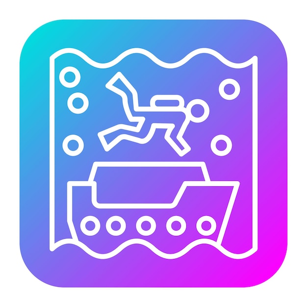 El icono vectorial de buceo de naufragios se puede utilizar para el conjunto de iconos de vacaciones y turismo