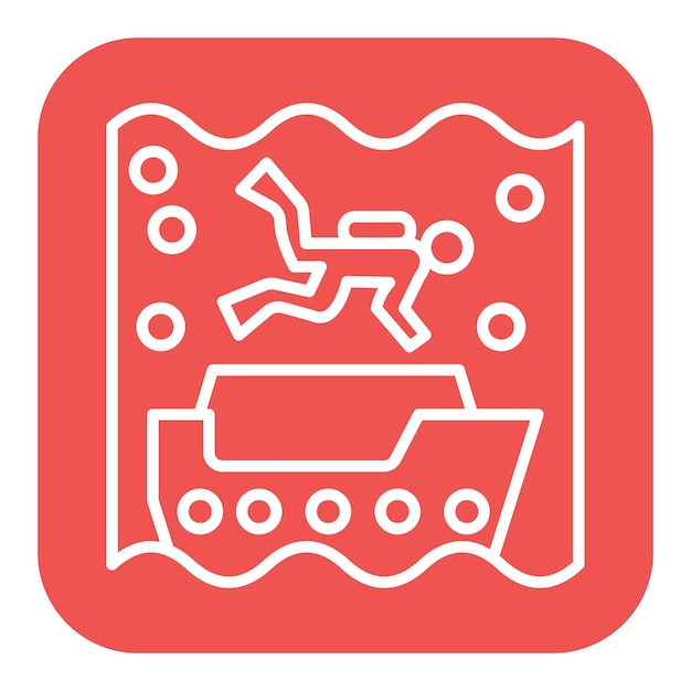 El icono vectorial de buceo de naufragios se puede utilizar para el conjunto de iconos de vacaciones y turismo