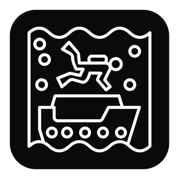 El icono vectorial de buceo de naufragios se puede utilizar para el conjunto de iconos de vacaciones y turismo