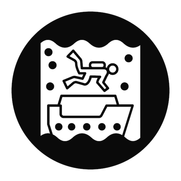 El icono vectorial de buceo de naufragios se puede utilizar para el conjunto de iconos de vacaciones y turismo