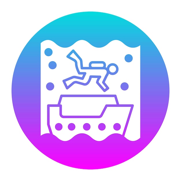 El icono vectorial de buceo de naufragios se puede utilizar para el conjunto de iconos de vacaciones y turismo