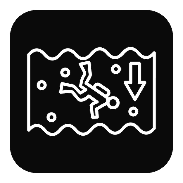 El icono vectorial de buceo profundo se puede utilizar para el conjunto de iconos de vacaciones y turismo