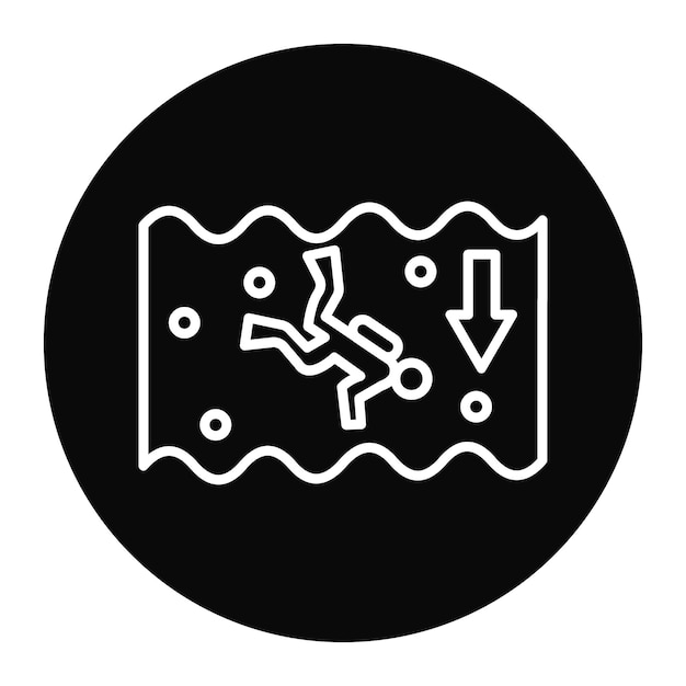 El icono vectorial de buceo profundo se puede utilizar para el conjunto de iconos de vacaciones y turismo