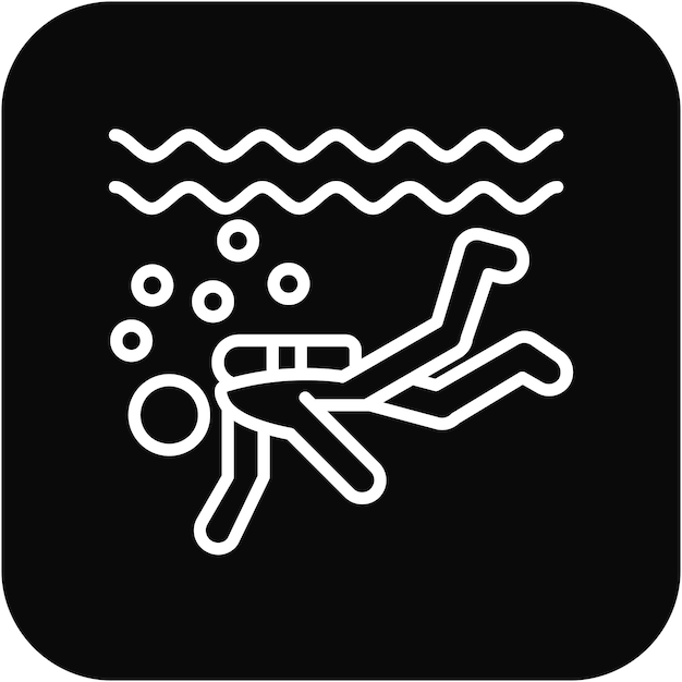 El icono vectorial de buceo se puede usar para el conjunto de iconos de aventura