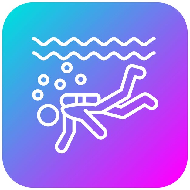 El icono vectorial de buceo se puede usar para el conjunto de iconos de aventura