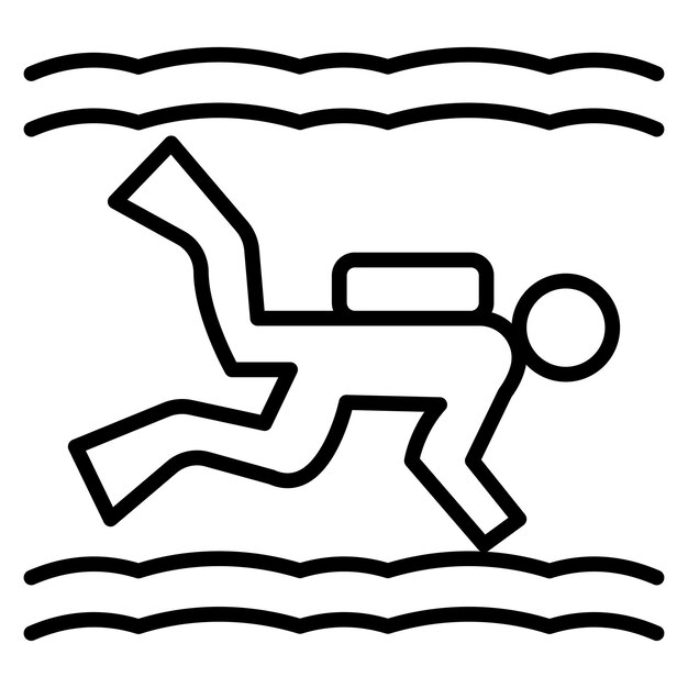 El icono vectorial de buceo se puede utilizar para el conjunto de iconos de vacaciones y turismo