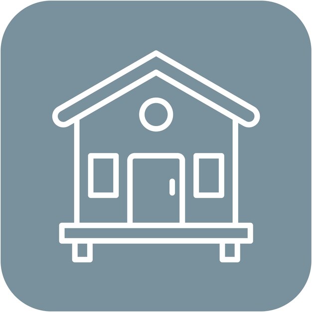 El icono vectorial del bungalow se puede usar para el conjunto de iconos de Beach Resort