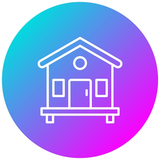 El icono vectorial del bungalow se puede usar para el conjunto de iconos de Beach Resort