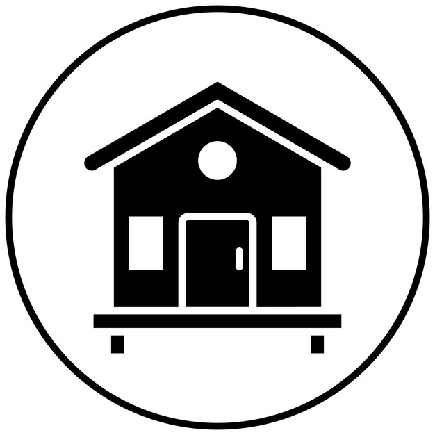 El icono vectorial del bungalow se puede usar para el conjunto de iconos de Beach Resort
