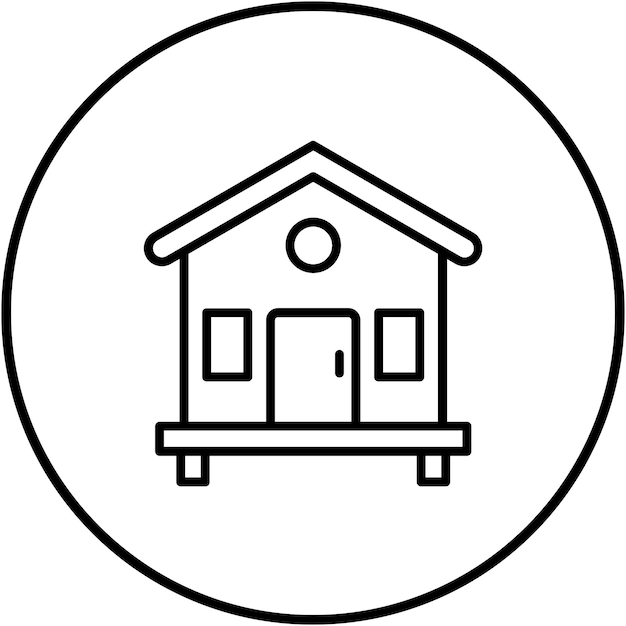 El icono vectorial del bungalow se puede usar para el conjunto de iconos de Beach Resort