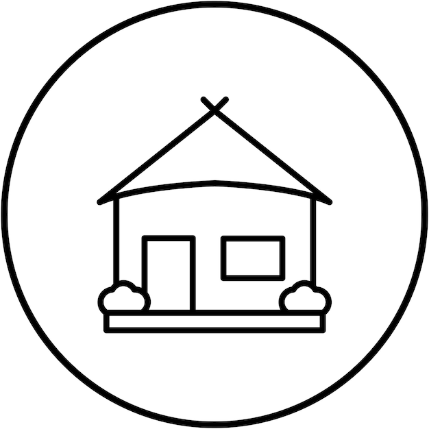 El icono vectorial de la cabaña se puede usar para el conjunto de iconos del tipo de casas