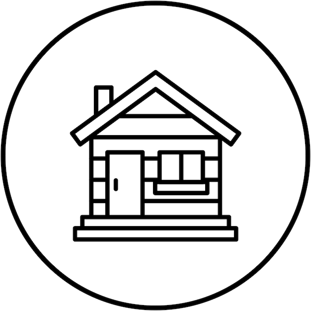 El icono vectorial de la cabaña se puede utilizar para el conjunto de iconos del tipo de casas