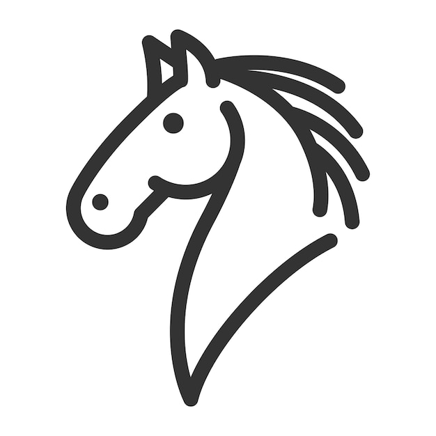Icono vectorial de una cabeza de caballo genial para temas ecuestres animales o contenido relacionado con la granja en diseños