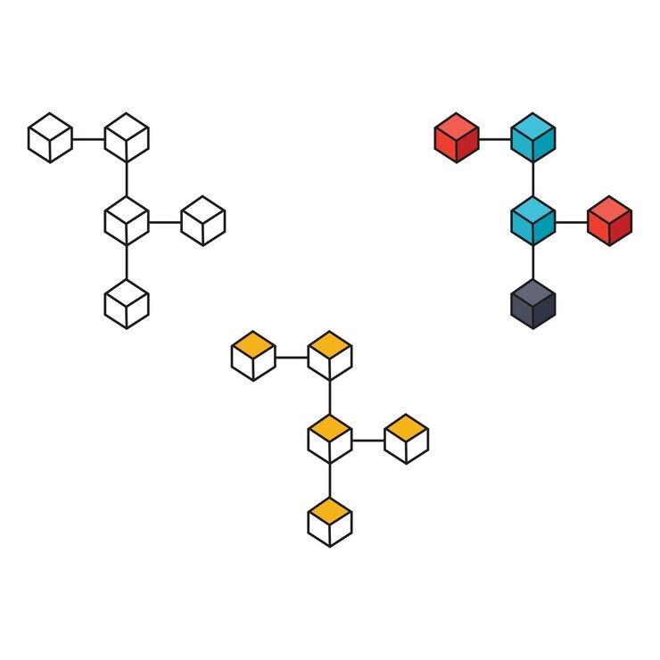 Vector icono vectorial de cadena de bloques en fondo blanco signo de símbolo de cadena de bloques de vectores planos de la colección moderna de criptomonedas para el concepto móvil y el diseño de aplicaciones web