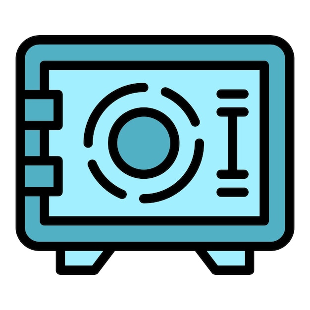 Icono vectorial de la caja fuerte de seguridad de la sala de depósito para el diseño web aislado en fondo blanco de color plano