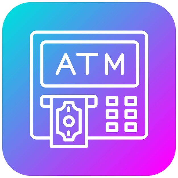 El icono vectorial del cajero automático se puede utilizar para el conjunto de iconos de compras y comercio electrónico