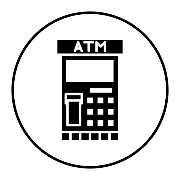 El icono vectorial del cajero automático se puede utilizar para el conjunto de iconos del supermercado