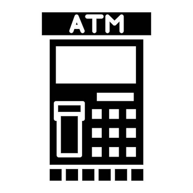 El icono vectorial del cajero automático se puede utilizar para el conjunto de iconos del supermercado