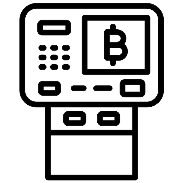 Icono vectorial de cajeros automáticos de criptomonedas Ilustración del conjunto de iconos de criptomoneda