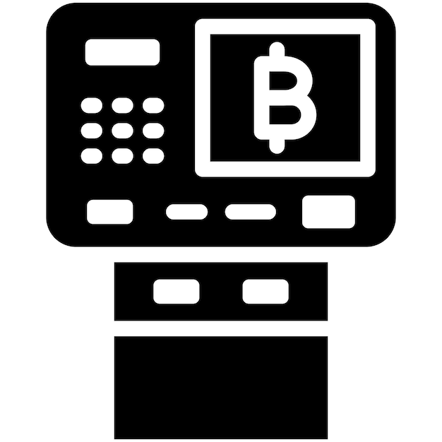 Icono vectorial de cajeros automáticos de criptomonedas Ilustración del conjunto de iconos de criptomoneda