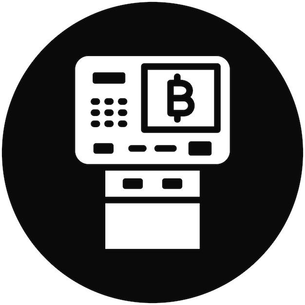 Icono vectorial de cajeros automáticos de criptomonedas Ilustración del conjunto de iconos de criptomoneda