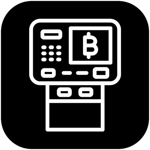 Icono vectorial de cajeros automáticos de criptomonedas Ilustración del conjunto de iconos de criptomoneda