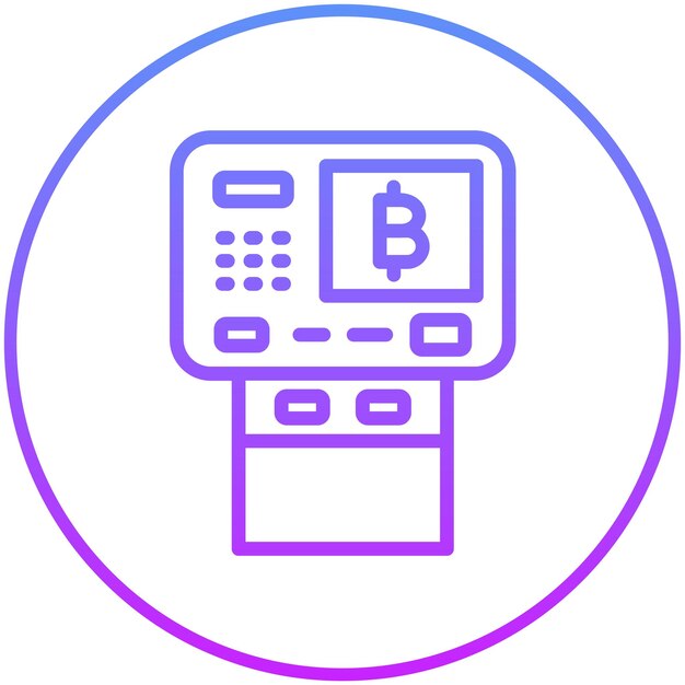 Icono vectorial de cajeros automáticos de criptomonedas Ilustración del conjunto de iconos de criptomoneda