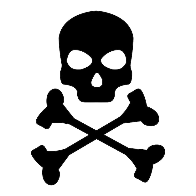 Icono vectorial de la calavera y la cruz de huesos cruzados en fondo blanco Calavera negra Halloween