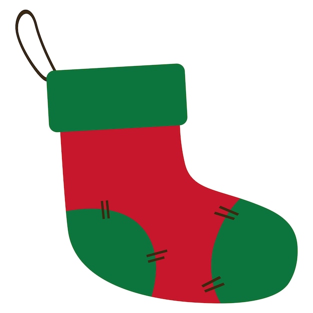 Icono vectorial de calcetín de Navidad aislado en fondo blanco