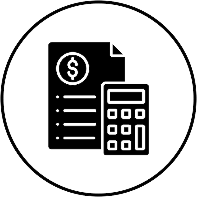 El icono vectorial de los cálculos presupuestarios se puede utilizar para el conjunto de iconos de la economía empresarial