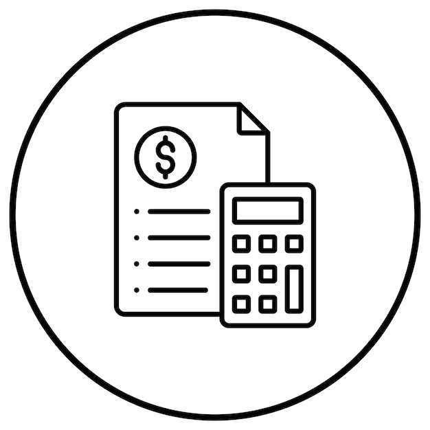 El icono vectorial de los cálculos presupuestarios se puede utilizar para el conjunto de iconos de la economía empresarial
