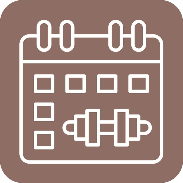 El icono vectorial del calendario de gimnasio se puede usar para el conjunto de iconos de gimnasia