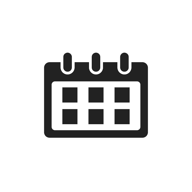 Icono vectorial del calendario Ilustración del letrero de la agenda de recordatorio Concepto de negocio Pictograma plano simple sobre fondo blanco