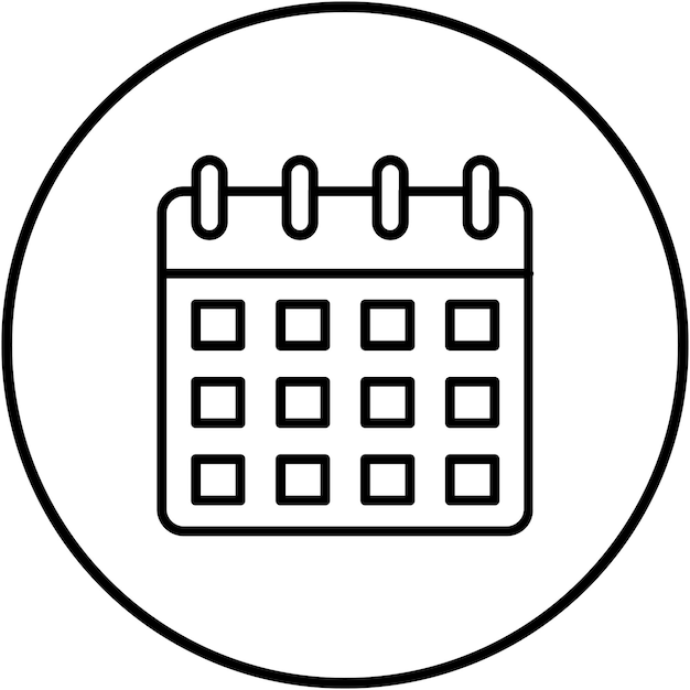 El icono vectorial del calendario se puede usar para el conjunto de iconos de la aplicación de entrenamiento