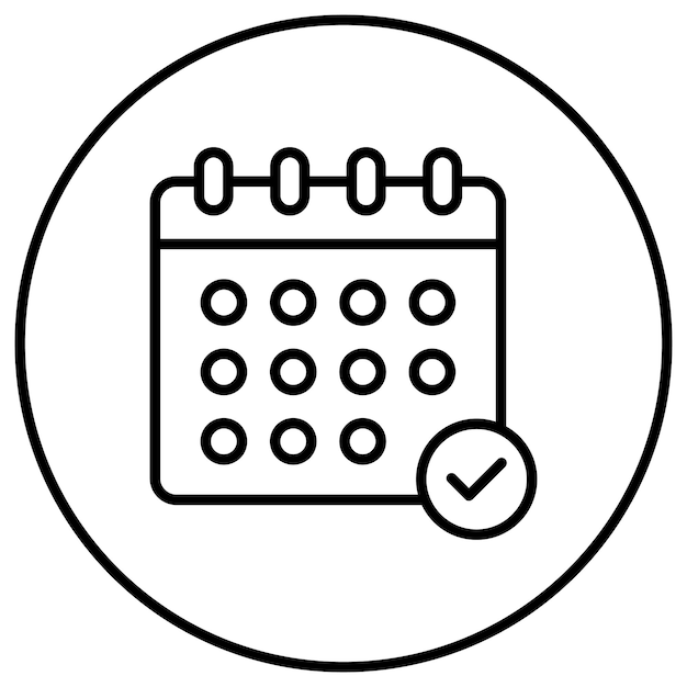 El icono vectorial del calendario se puede utilizar para el conjunto de iconos de papelería de Office