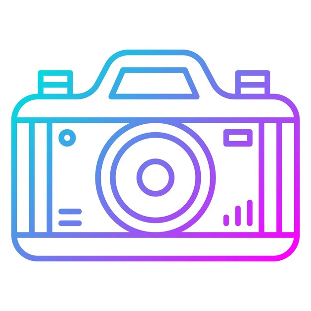 El icono vectorial de la cámara se puede usar para el conjunto de iconos de fotografía