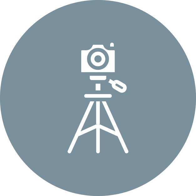 El ícono vectorial de la cámara del trípode ilustra el conjunto de íconos de fotografía