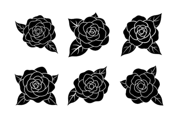 Ícono vectorial de camelia silueta negra Ilustración vectorial