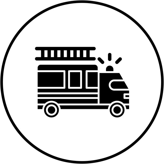 El icono vectorial del camión de bomberos se puede utilizar para el conjunto de iconos de transporte