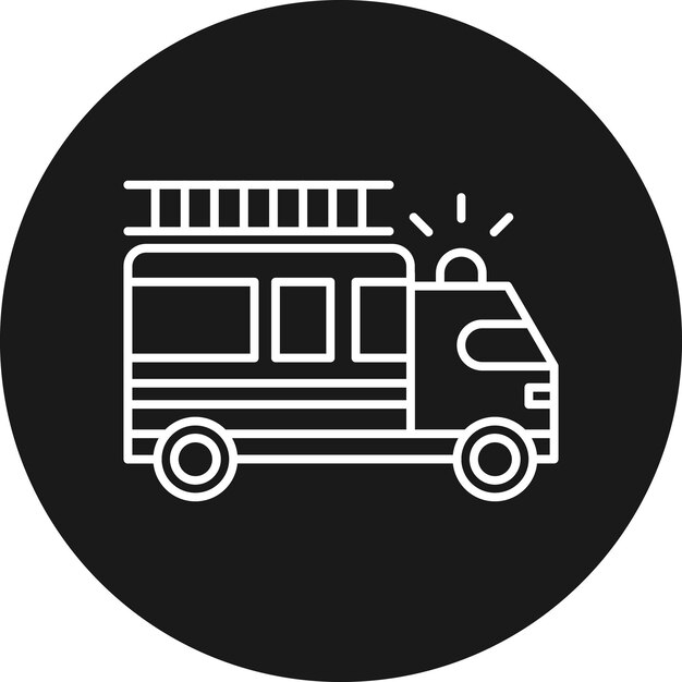 El icono vectorial del camión de bomberos se puede utilizar para el conjunto de iconos de transporte