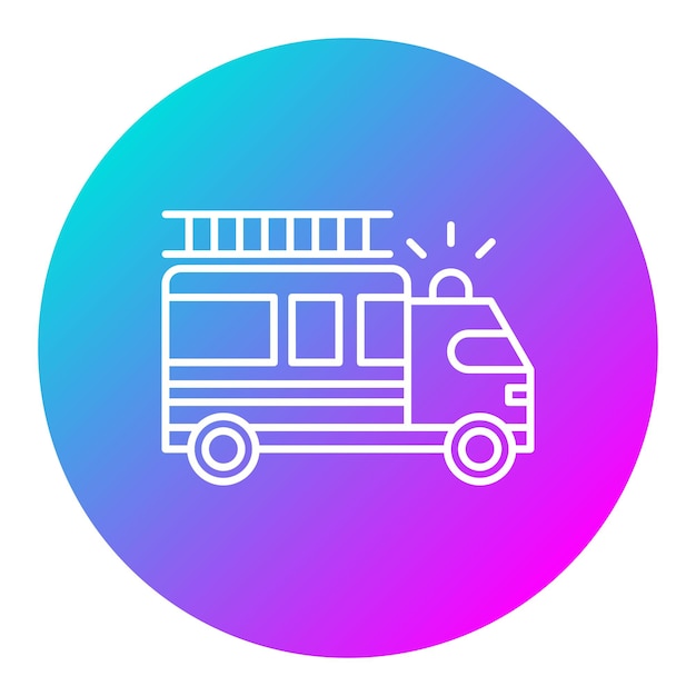 El icono vectorial del camión de bomberos se puede utilizar para el conjunto de iconos de transporte
