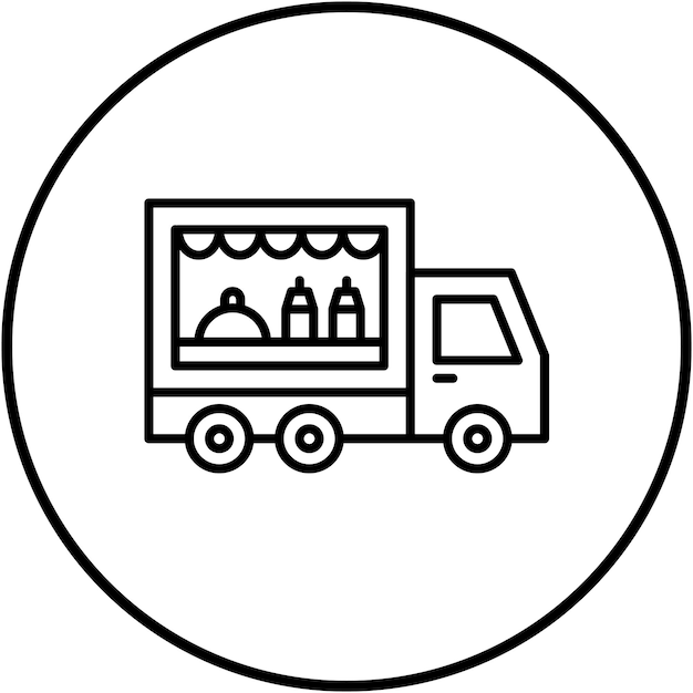 El icono vectorial del camión de comida se puede usar para el conjunto de iconos del mercado callejero