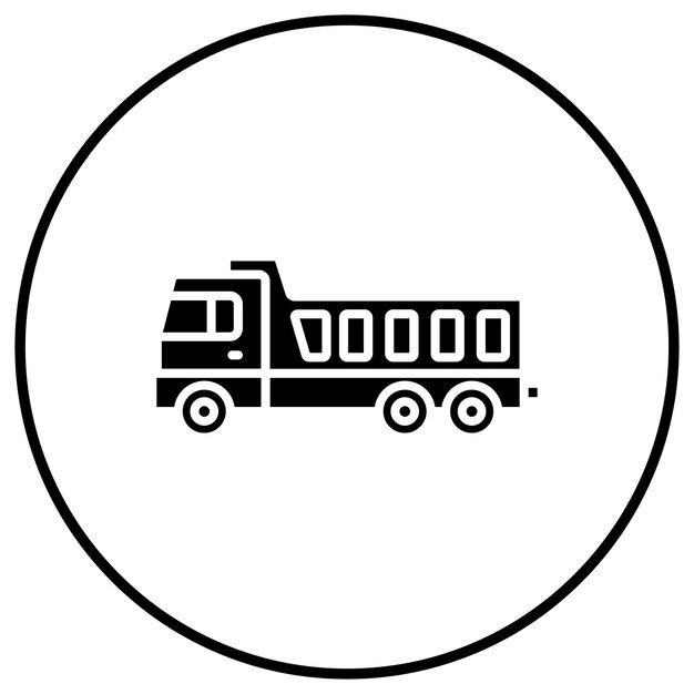 El icono vectorial del camión de descarga se puede utilizar para el conjunto de iconos de herramientas de construcción