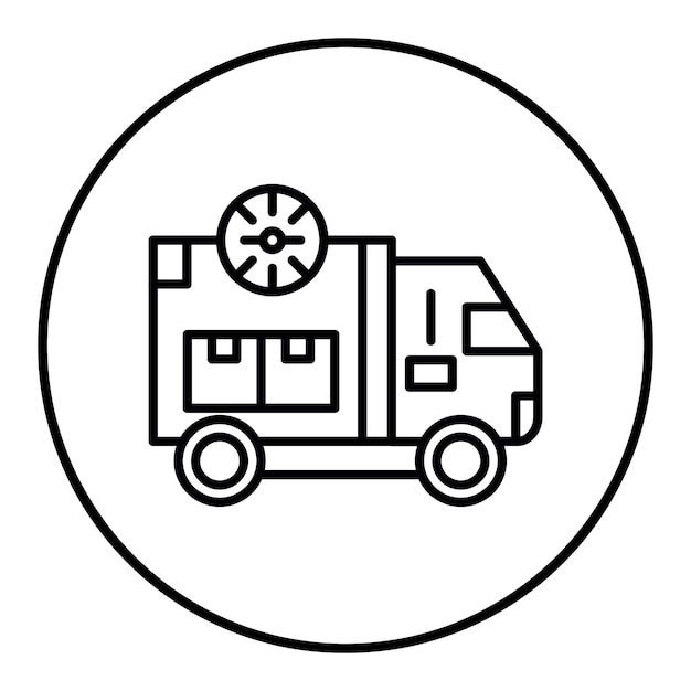 El icono vectorial del camión de entrega se puede utilizar para el conjunto de iconos del almacén