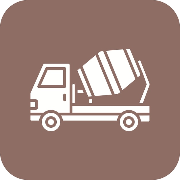 El icono vectorial del camión mezclador de hormigón se puede utilizar para el conjunto de iconos de herramientas de construcción