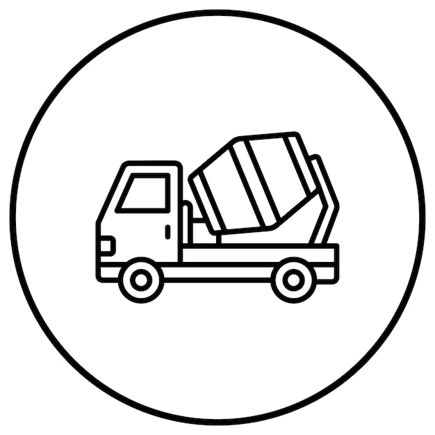 El icono vectorial del camión mezclador de hormigón se puede utilizar para el conjunto de iconos de herramientas de construcción