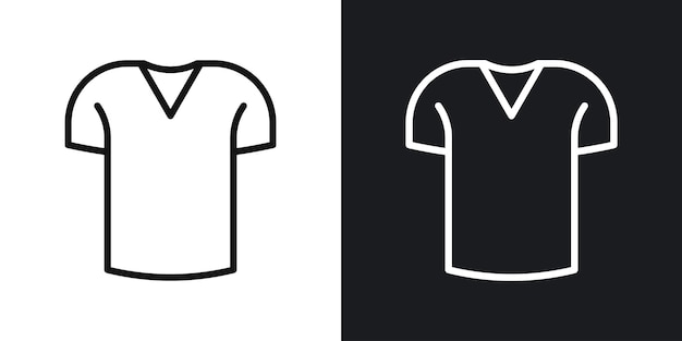 Icono vectorial de camisa establecido en contornos en blanco y negro