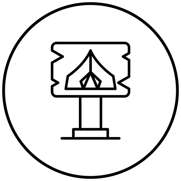 El icono vectorial del campamento se puede utilizar para el conjunto de iconos de senderismo
