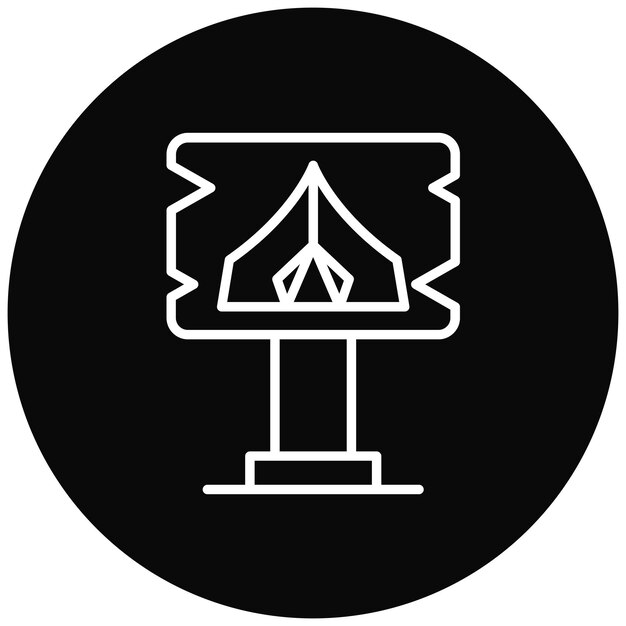 El icono vectorial del campamento se puede utilizar para el conjunto de iconos de senderismo