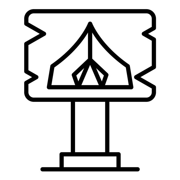 El icono vectorial del campamento se puede utilizar para el conjunto de iconos de senderismo
